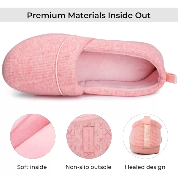 HomeTop Women's Comfort Memory Foam House Shoes, Ladies' Light Weight Terry Cloth Loafer Slippers with Indoor Outdoor Non-skid Rubber Sole