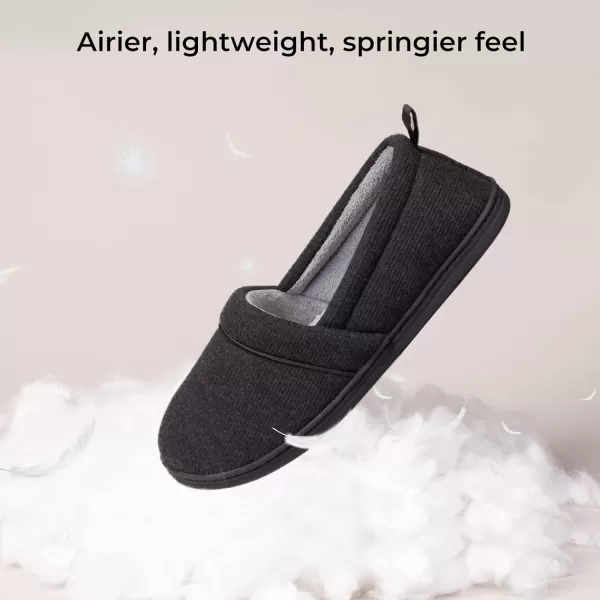 HomeTop Women's Comfort Memory Foam House Shoes, Ladies' Light Weight Terry Cloth Loafer Slippers with Indoor Outdoor Non-skid Rubber Sole