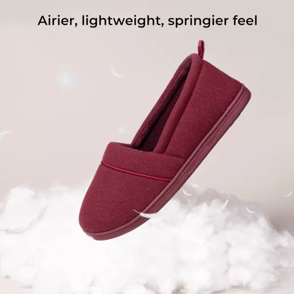 HomeTop Women's Comfort Memory Foam House Shoes, Ladies' Light Weight Terry Cloth Loafer Slippers with Indoor Outdoor Non-skid Rubber Sole