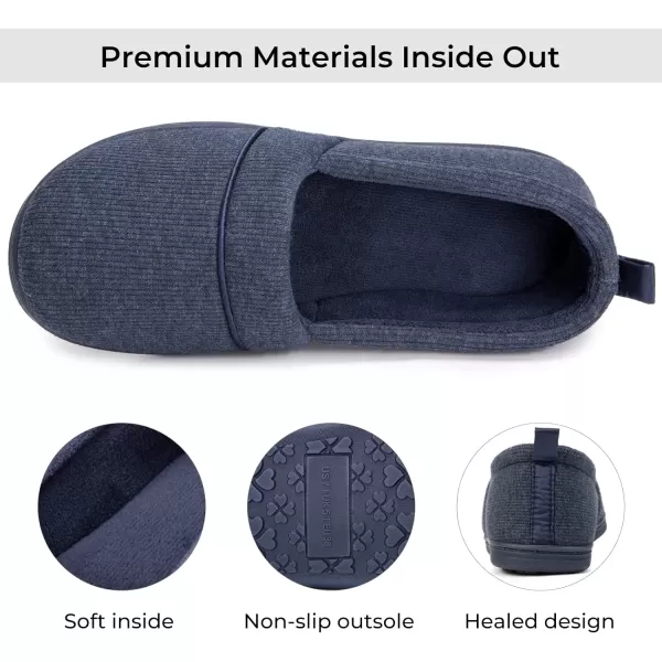 HomeTop Women's Comfort Memory Foam House Shoes, Ladies' Light Weight Terry Cloth Loafer Slippers with Indoor Outdoor Non-skid Rubber Sole