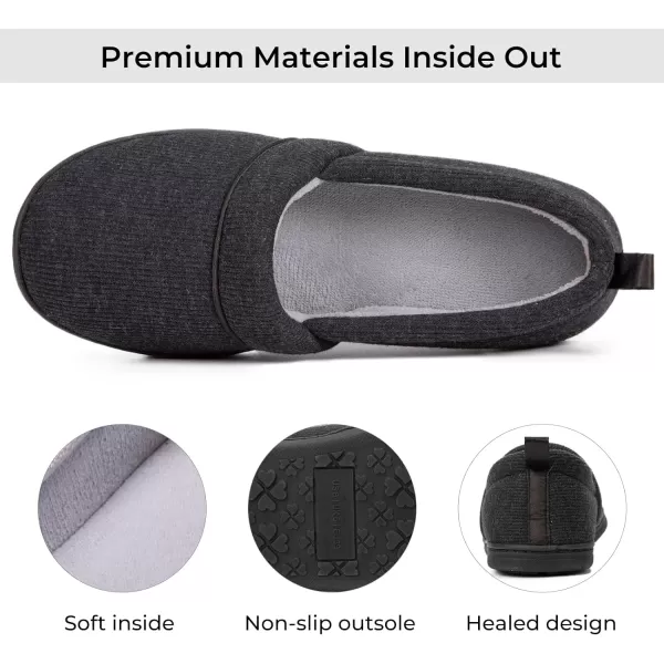 HomeTop Women's Comfort Memory Foam House Shoes, Ladies' Light Weight Terry Cloth Loafer Slippers with Indoor Outdoor Non-skid Rubber Sole