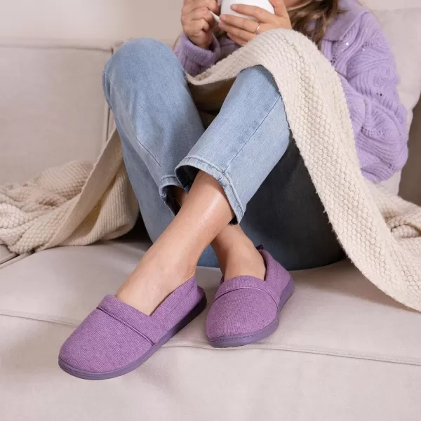 HomeTop Women's Comfort Memory Foam House Shoes, Ladies' Light Weight Terry Cloth Loafer Slippers with Indoor Outdoor Non-skid Rubber Sole