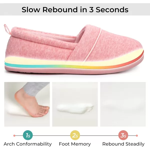 HomeTop Women's Comfort Memory Foam House Shoes, Ladies' Light Weight Terry Cloth Loafer Slippers with Indoor Outdoor Non-skid Rubber Sole