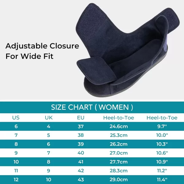 HomeTop Women's Comfy Corded Velveteen Adjustable Wide Fit Shoes Hook And Loop Memory Foam Closed-back Diabetic Swollen Feet Slippers