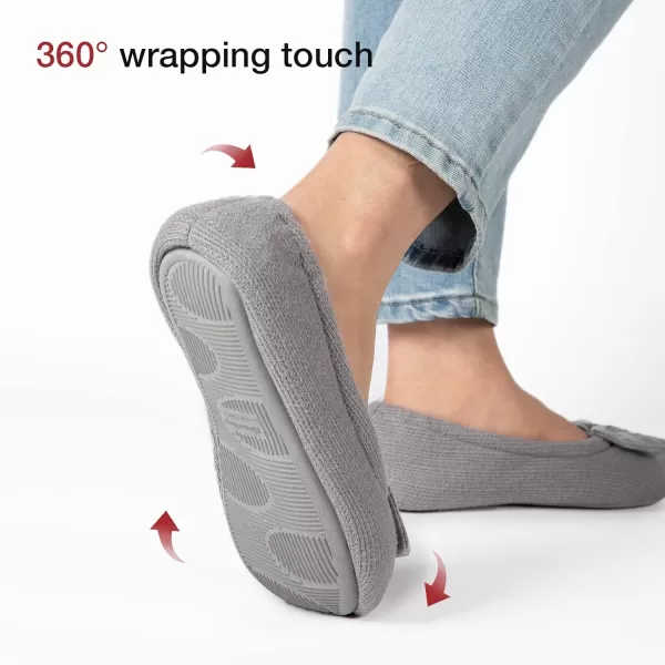 HomeTop Women's Comfy Cotton Knit Memory Foam Ballerina Slippers Light Weight Terry Cloth House Shoes w/Stretchable Heel Design