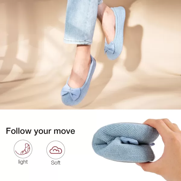 HomeTop Women's Comfy Cotton Knit Memory Foam Ballerina Slippers Light Weight Terry Cloth House Shoes w/Stretchable Heel Design