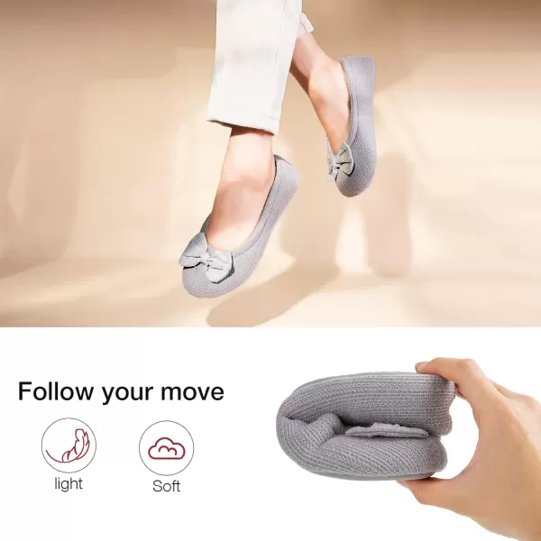 HomeTop Women's Comfy Cotton Knit Memory Foam Ballerina Slippers Light Weight Terry Cloth House Shoes w/Stretchable Heel Design