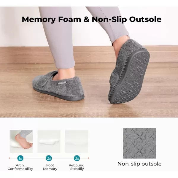 HomeTop Women's Comfy Memory Foam House Shoe Slippers with Customized Adjustable Hook and Loop