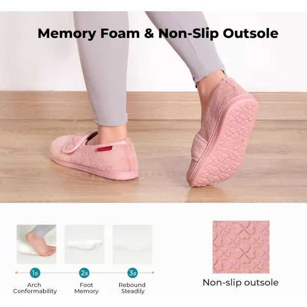HomeTop Women's Comfy Memory Foam House Shoe Slippers with Customized Adjustable Hook and Loop