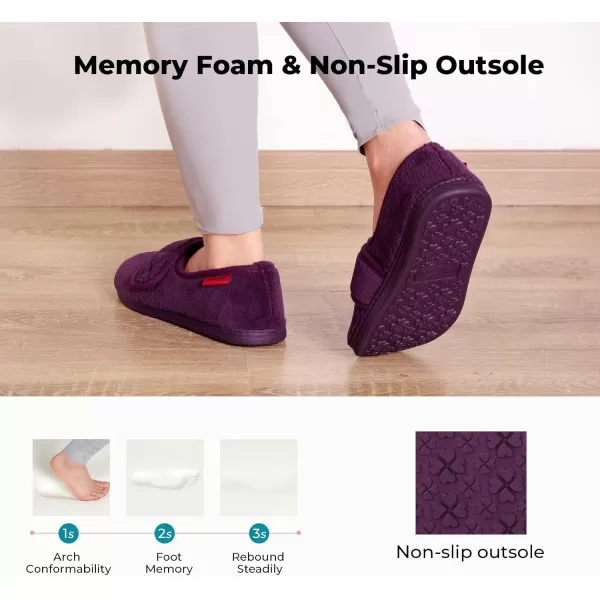 HomeTop Women's Comfy Memory Foam House Shoe Slippers with Customized Adjustable Hook and Loop