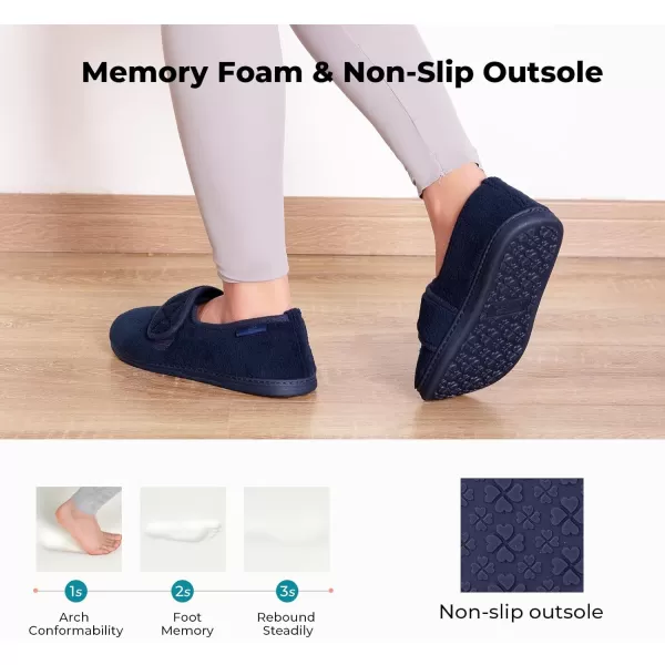 HomeTop Women's Comfy Memory Foam House Shoe Slippers with Customized Adjustable Hook and Loop