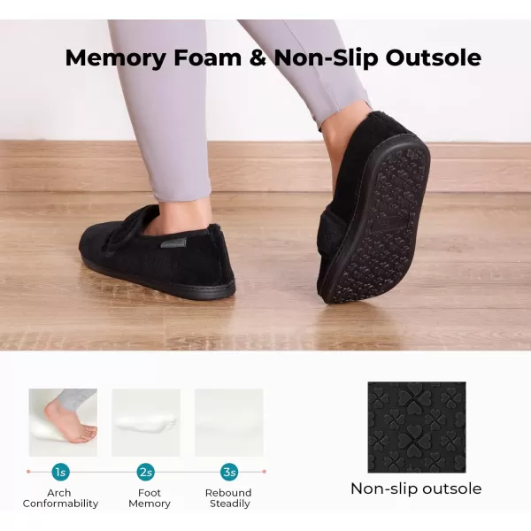 HomeTop Women's Comfy Memory Foam House Shoe Slippers with Customized Adjustable Hook and Loop