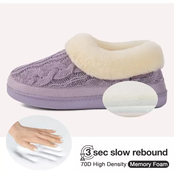 HomeTop Women's Cozy Cable Knit Memory Foam House Shoes Slipper with Fuzzy Plush Collar