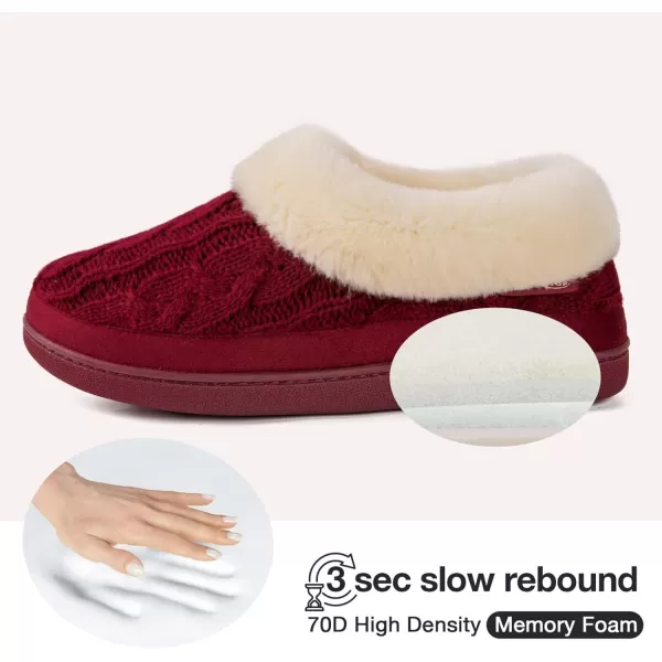 HomeTop Women's Cozy Cable Knit Memory Foam House Shoes Slipper with Fuzzy Plush Collar