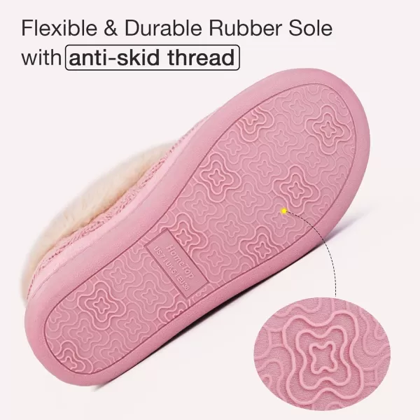 HomeTop Women's Cozy Cable Knit Memory Foam House Shoes Slipper with Fuzzy Plush Collar