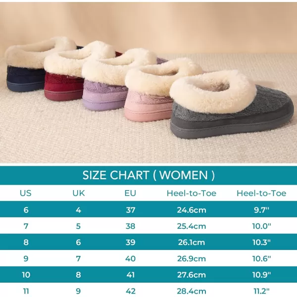 HomeTop Women's Cozy Cable Knit Memory Foam House Shoes Slipper with Fuzzy Plush Collar