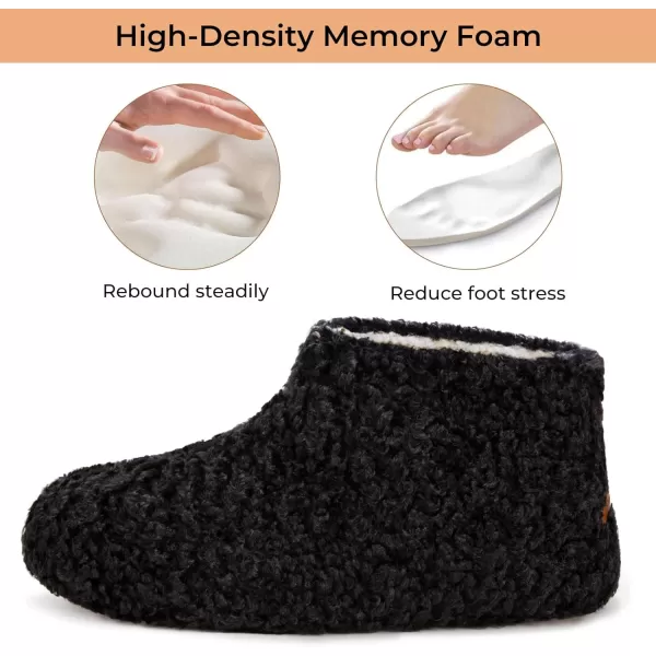 HomeTop Women's Fuzzy Bootie Slippers Warm Winter Indoor House Shoes with Teddy Fleece