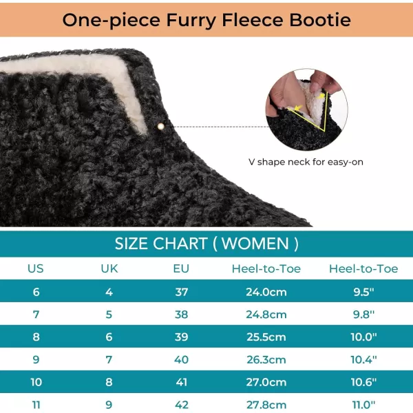 HomeTop Women's Fuzzy Bootie Slippers Warm Winter Indoor House Shoes with Teddy Fleece