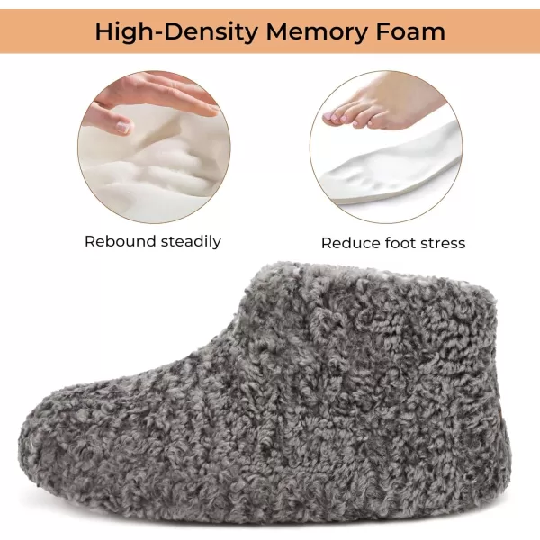 HomeTop Women's Fuzzy Bootie Slippers Warm Winter Indoor House Shoes with Teddy Fleece