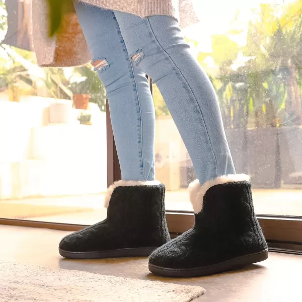 HomeTop Women's Fuzzy Memory Foam Boot Slippers with Indoor Outdoor Rubber Sole