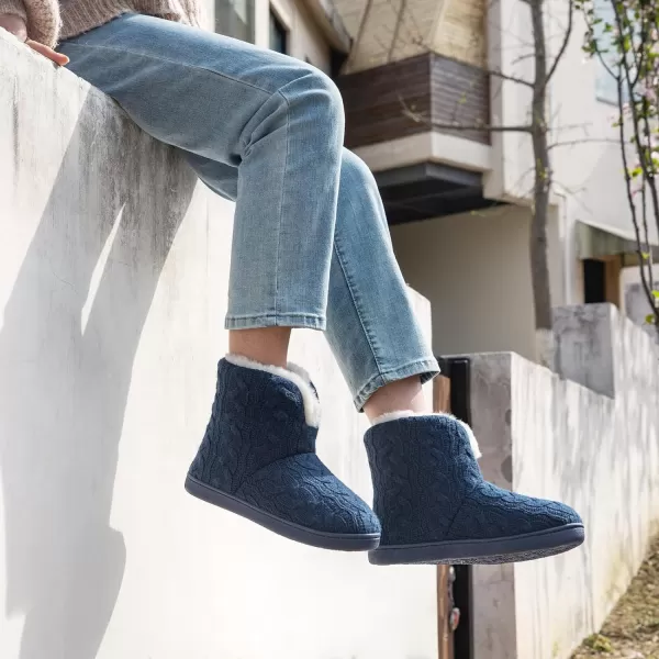 HomeTop Women's Fuzzy Memory Foam Boot Slippers with Indoor Outdoor Rubber Sole