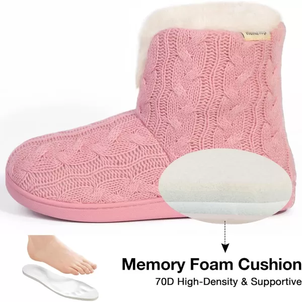 HomeTop Women's Fuzzy Memory Foam Boot Slippers with Indoor Outdoor Rubber Sole