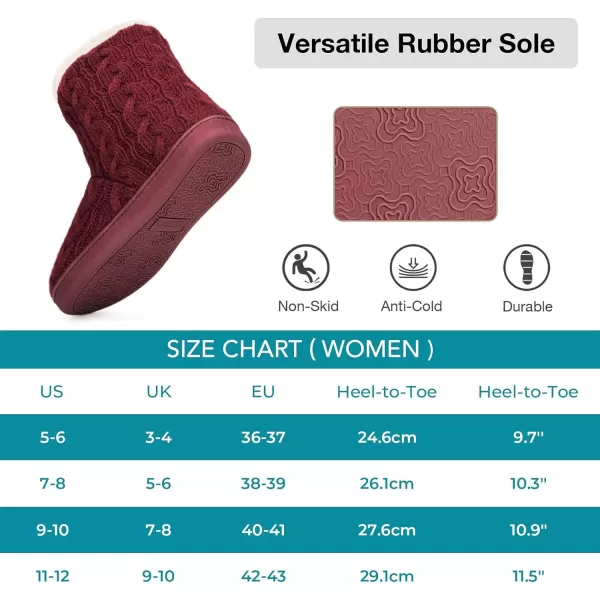HomeTop Women's Fuzzy Memory Foam Boot Slippers with Indoor Outdoor Rubber Sole