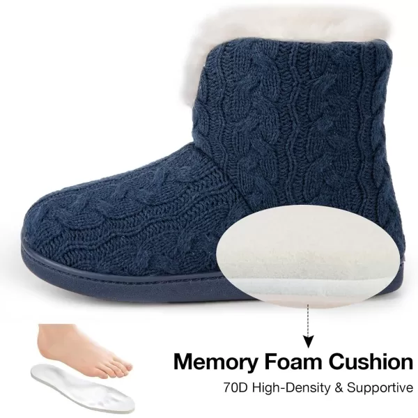 HomeTop Women's Fuzzy Memory Foam Boot Slippers with Indoor Outdoor Rubber Sole