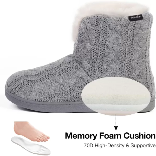 HomeTop Women's Fuzzy Memory Foam Boot Slippers with Indoor Outdoor Rubber Sole