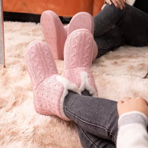 HomeTop Women's Fuzzy Memory Foam Boot Slippers with Indoor Outdoor Rubber Sole