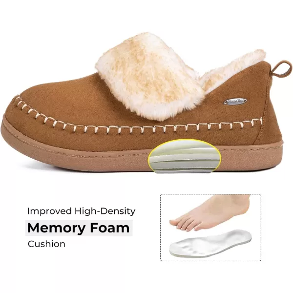 HomeTop Women's Microsuede Fuzzy Sherpa Lining Memory Foam Ankle Bootie House Slippers