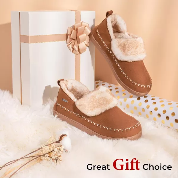 HomeTop Women's Microsuede Fuzzy Sherpa Lining Memory Foam Ankle Bootie House Slippers