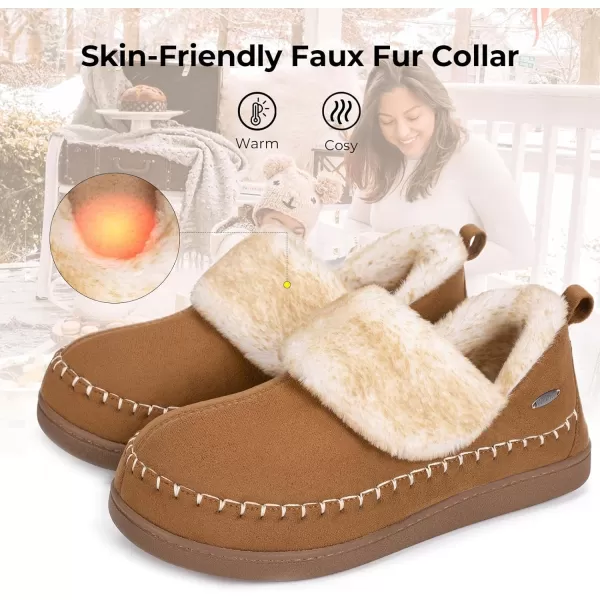 HomeTop Women's Microsuede Fuzzy Sherpa Lining Memory Foam Ankle Bootie House Slippers