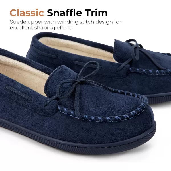 HomeTop Women's Moccasins House Slippers Indoor Outdoor Suede Faux Fur Rubber Sole Memory Foam House Shoes Sizes Breathable Microsuede Soft Home Slippers