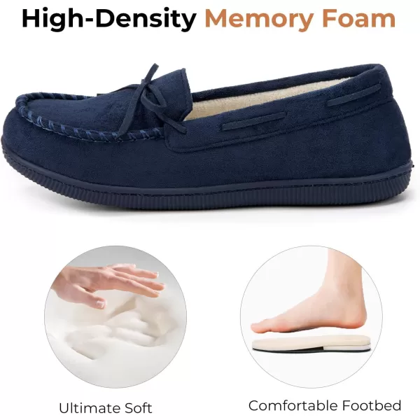 HomeTop Women's Moccasins House Slippers Indoor Outdoor Suede Faux Fur Rubber Sole Memory Foam House Shoes Sizes Breathable Microsuede Soft Home Slippers