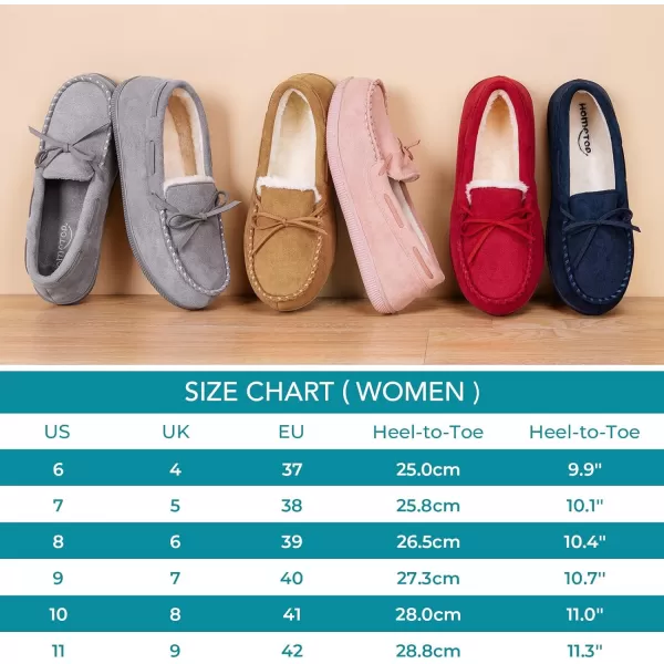 HomeTop Women's Moccasins House Slippers Memory Foam Indoor Outdoor Ladies Shoes