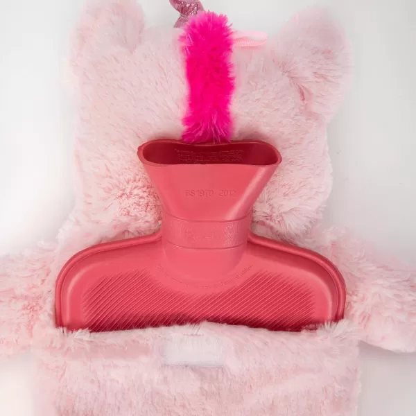 Premium Classic Rubber Hot Water Bottle with Cute Stuffed Plush Unicorn Cover 