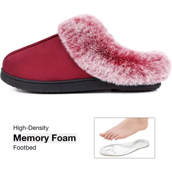 Women's Classic Microsuede Memory Foam Slippers Durable Rubber Sole with Warm Faux Fur Collar