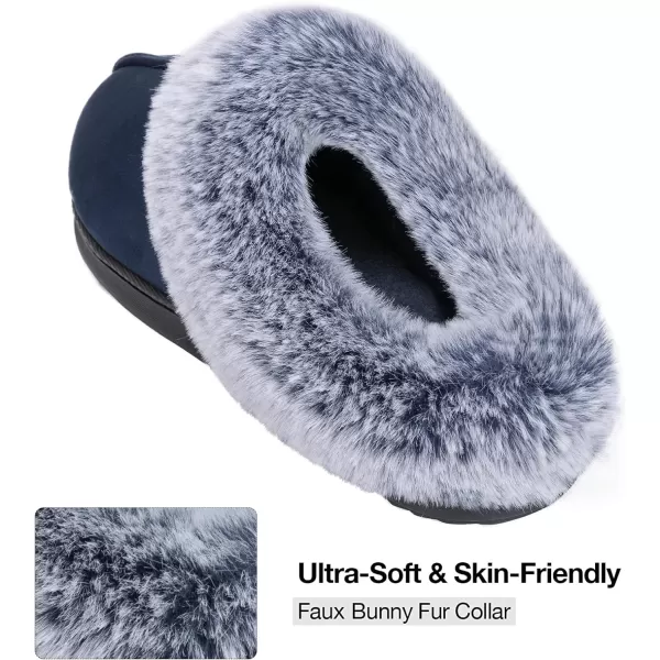 Women's Classic Microsuede Memory Foam Slippers Durable Rubber Sole with Warm Faux Fur Collar