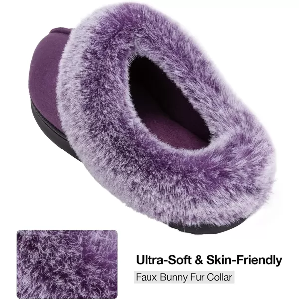 Women's Classic Microsuede Memory Foam Slippers Durable Rubber Sole with Warm Faux Fur Collar