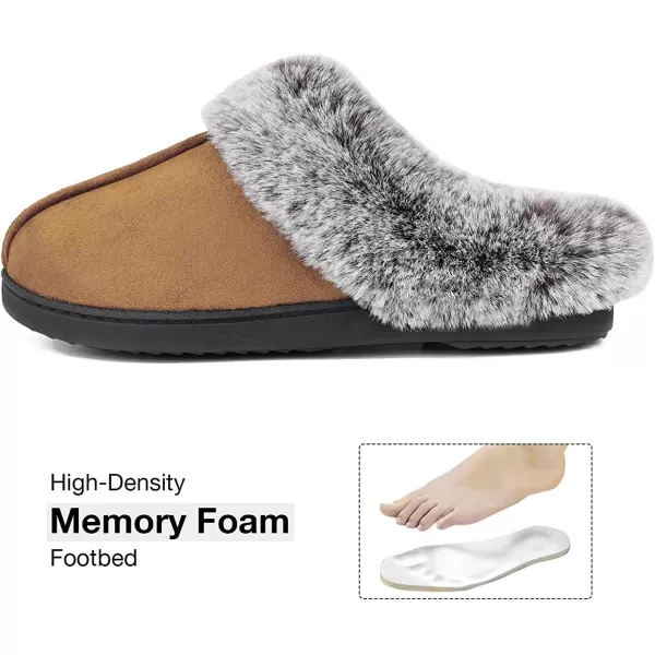 Women's Classic Microsuede Memory Foam Slippers Durable Rubber Sole with Warm Faux Fur Collar
