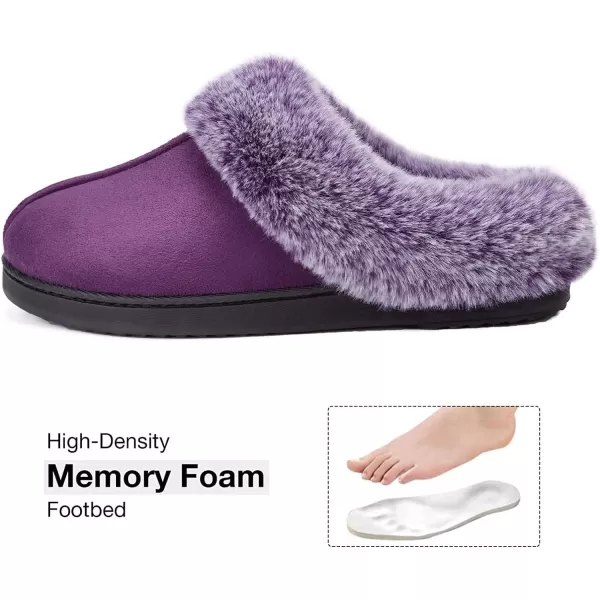 Women's Classic Microsuede Memory Foam Slippers Durable Rubber Sole with Warm Faux Fur Collar