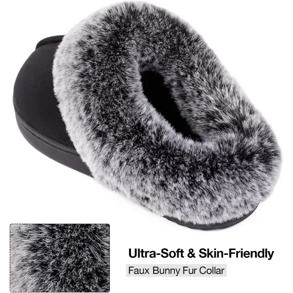 Women's Classic Microsuede Memory Foam Slippers Durable Rubber Sole with Warm Faux Fur Collar