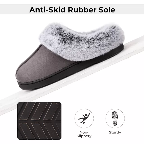 Women's Classic Microsuede Memory Foam Slippers Durable Rubber Sole with Warm Faux Fur Collar