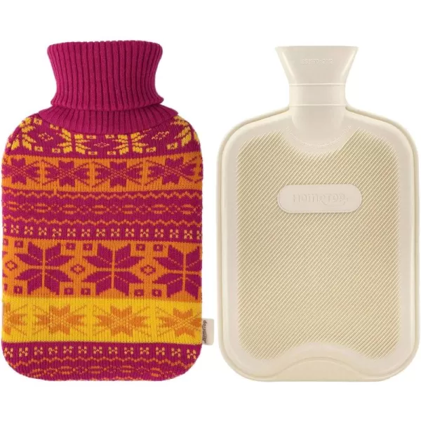 2 Liter Premium Classic Rubber Hot Water Bottle w/Cute Knit Cover 