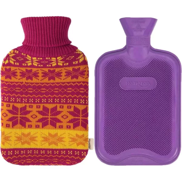 2 Liter Premium Classic Rubber Hot Water Bottle w/Cute Knit Cover 