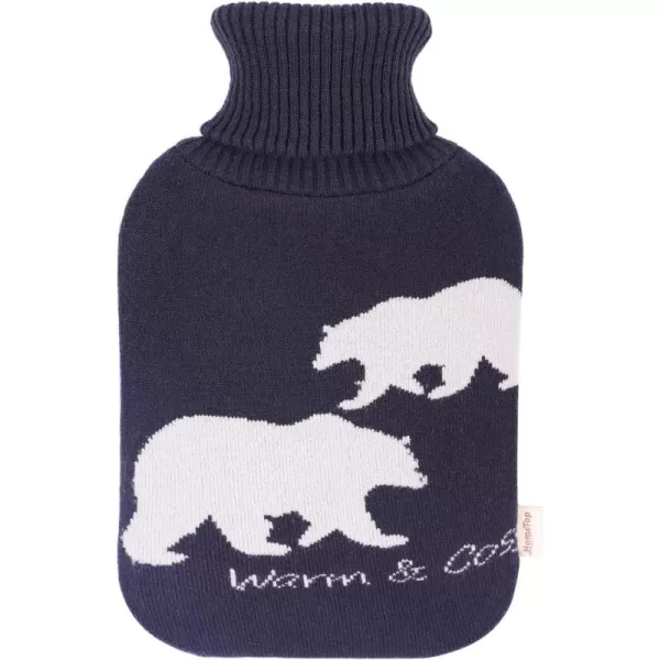 HomeTop Large 2 Liter Soft Knit Elegant Polar Bear Hot Water Bottle Cover - ONLY Cover 