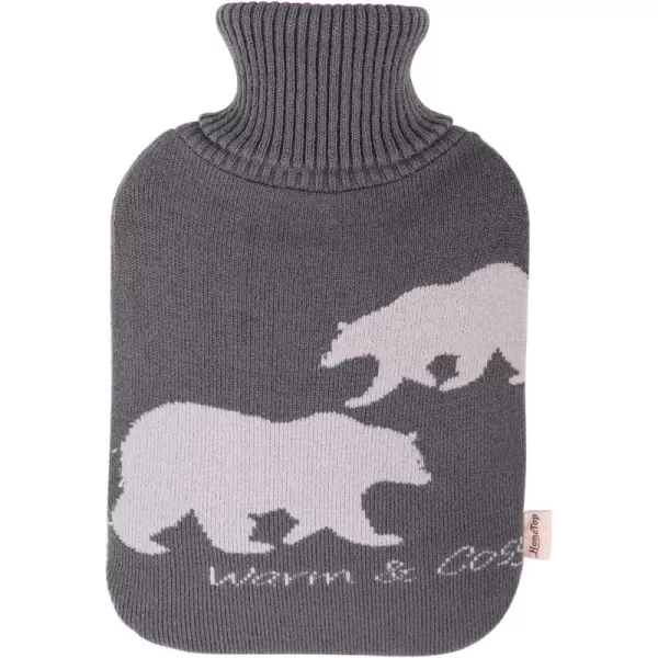 HomeTop Large 2 Liter Soft Knit Elegant Polar Bear Hot Water Bottle Cover - ONLY Cover 