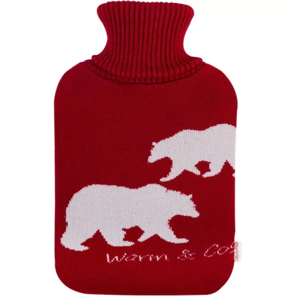 HomeTop Large 2 Liter Soft Knit Elegant Polar Bear Hot Water Bottle Cover - ONLY Cover 