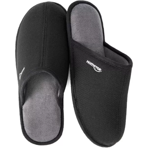 HomeTop Men's Comfy Knitted Memory Foam Slip On Scuff Slipper with Anti-Skid Rubber Sole
